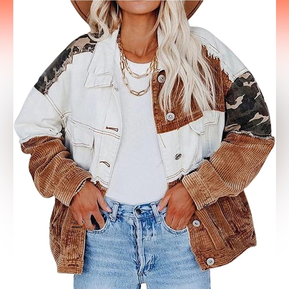 Cream and Brown Patchwork Jacket